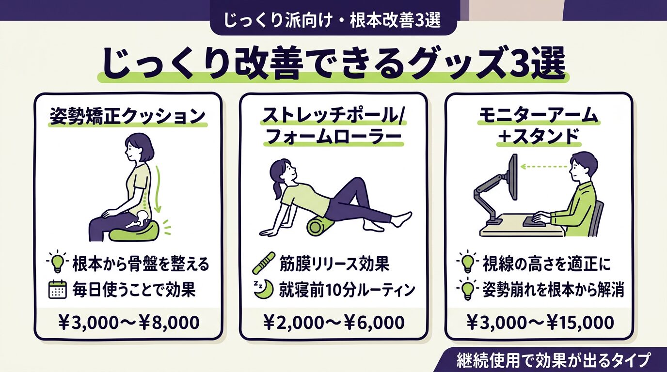 じっくり根本改善できる肩こりグッズ3選