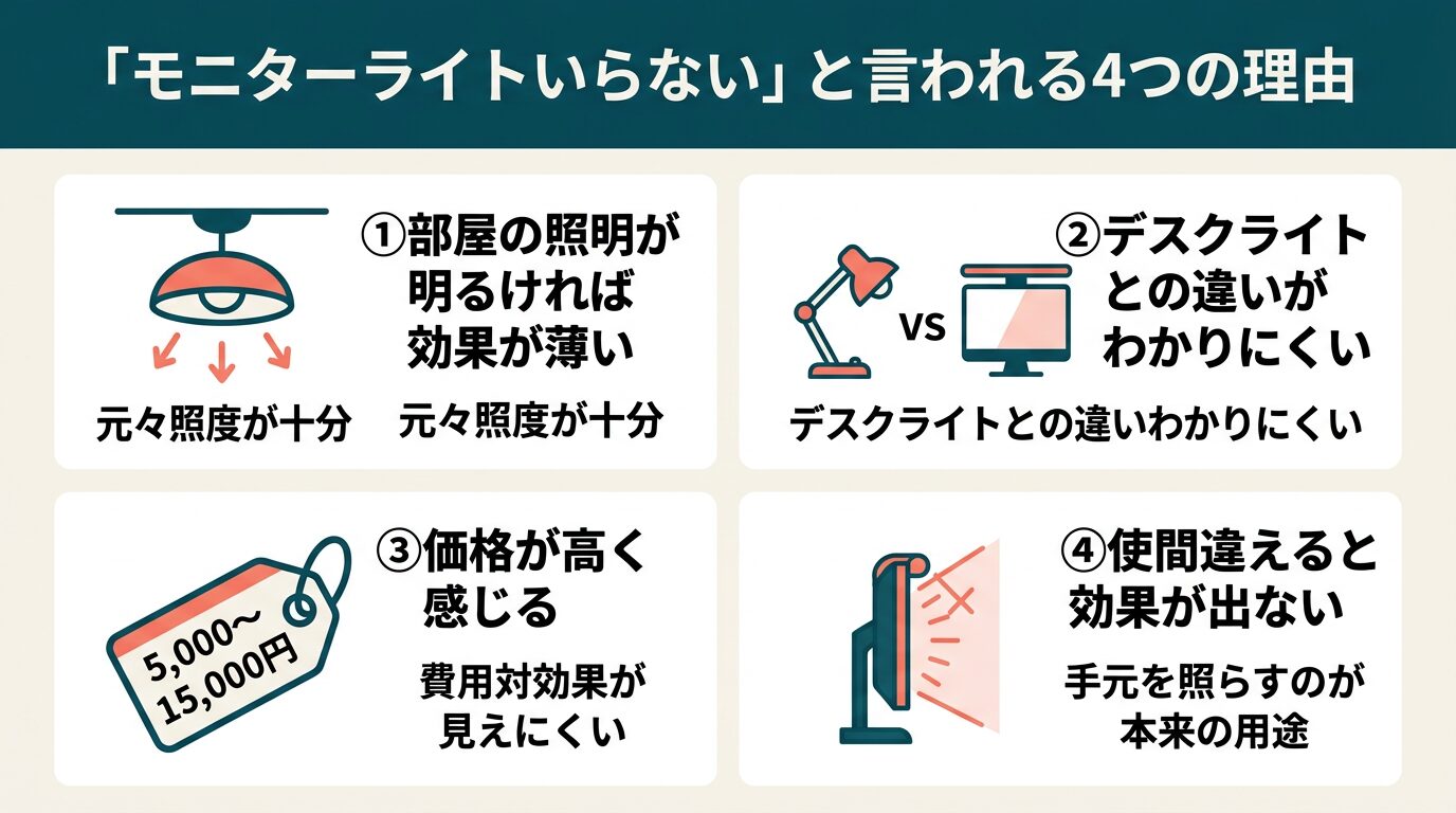 モニターライトいらないと言われる4つの理由—照明環境・価格・代替手段