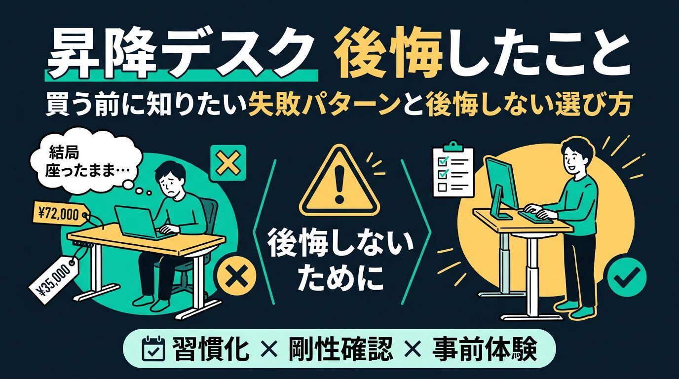 昇降デスク 後悔したこと|買う前に知りたい失敗パターンと後悔しない選び方ガイド