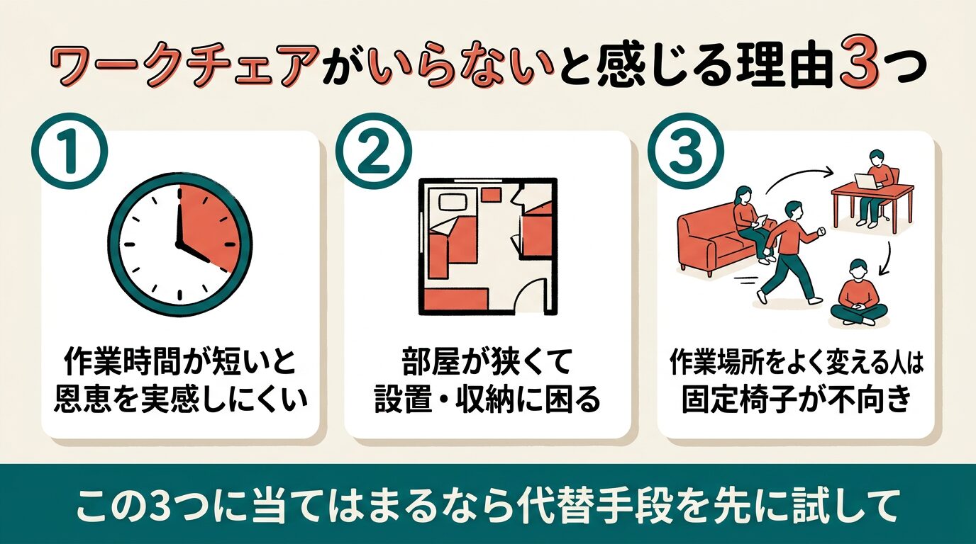 ワークチェアがいらないと感じる3つの理由