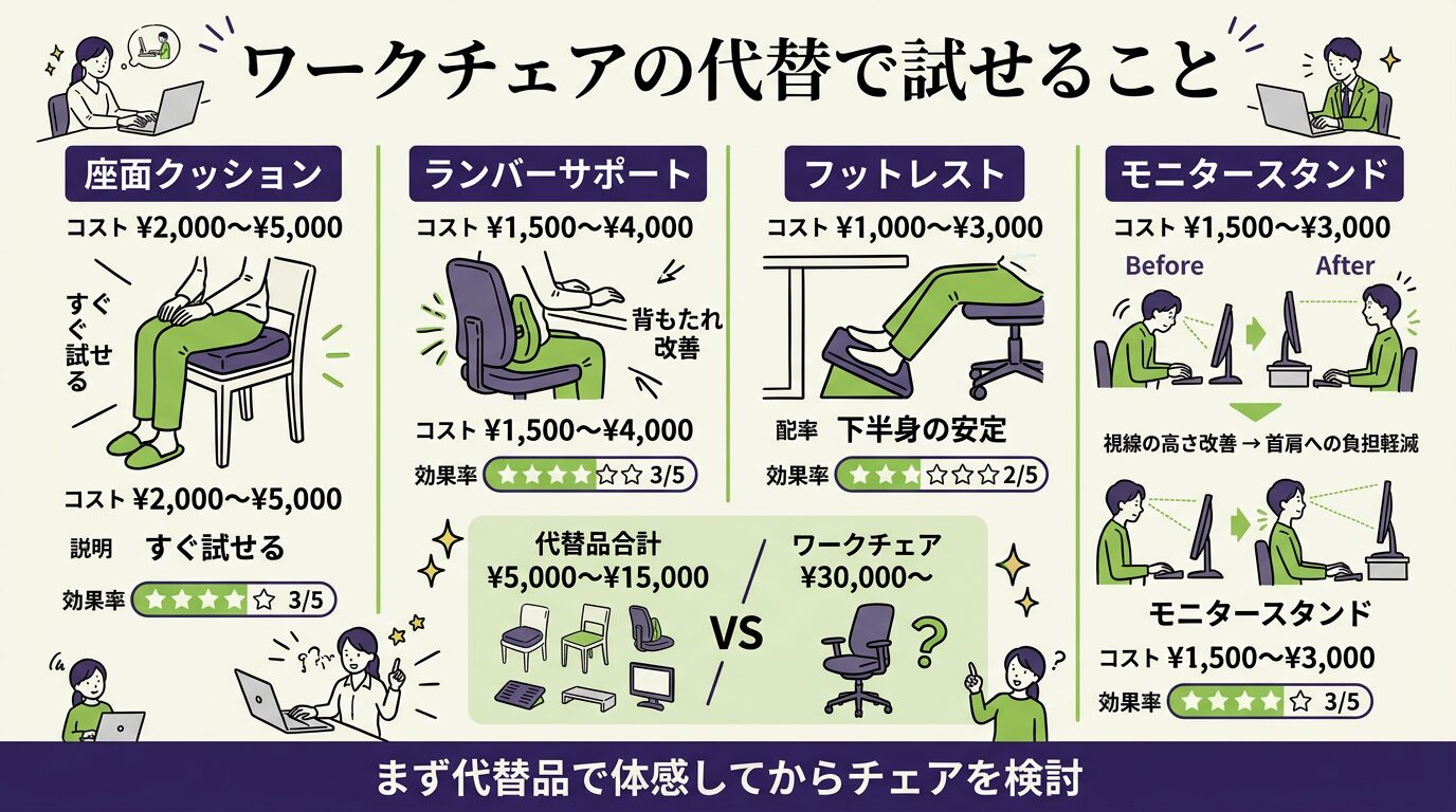 ワークチェアの代替アイテムと工夫