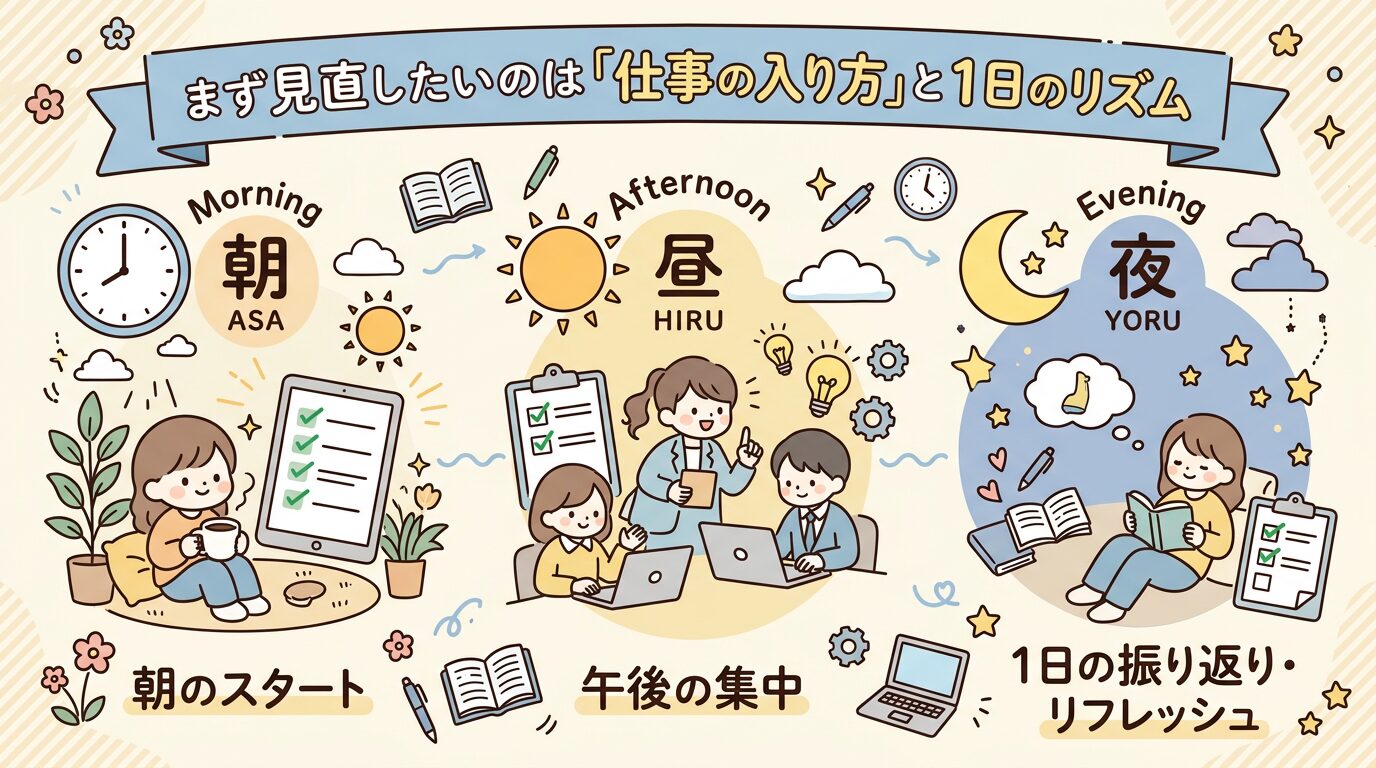 まず見直したいのは「仕事の入り方」と1日のリズム