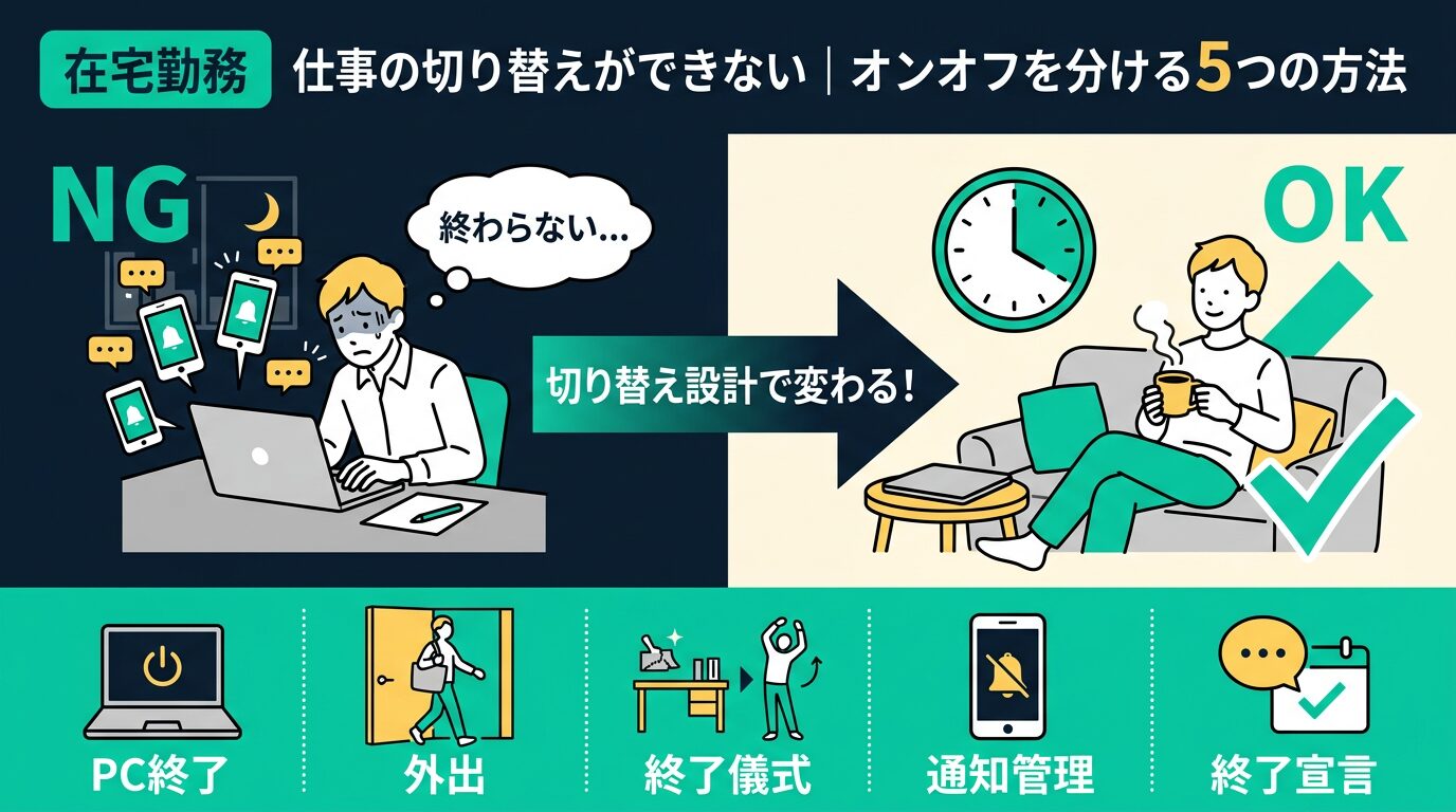 在宅勤務 仕事の切り替えができない|オンオフを分ける5つの方法ガイド