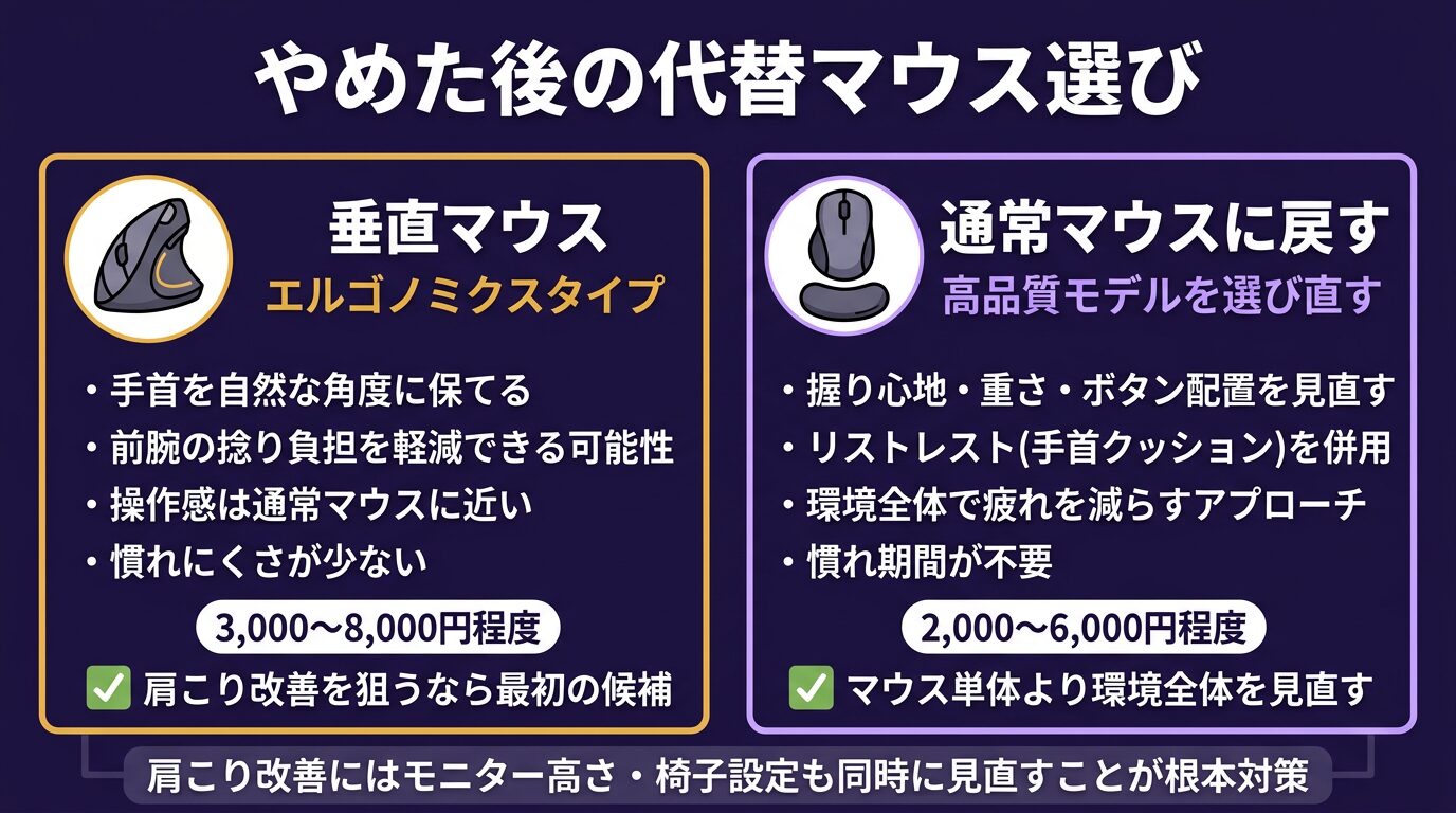 トラックボールをやめた後の代替マウス—垂直マウス・通常マウス・エルゴノミクスマウスの比較