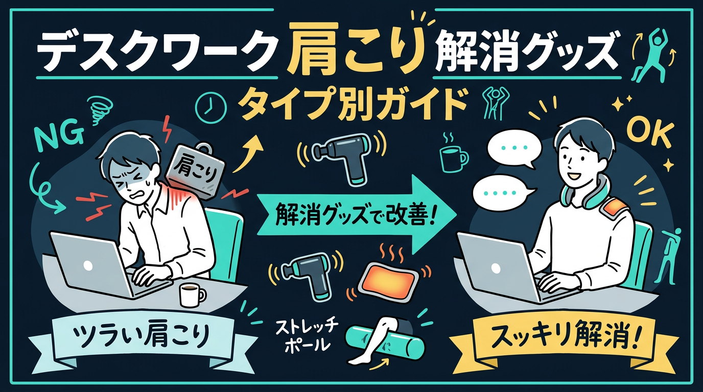 デスクワーク肩こり解消グッズタイプ別ガイド