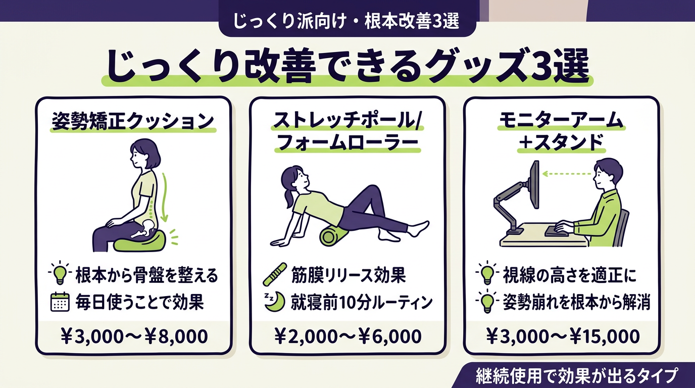 じっくり根本改善できる肩こりグッズ3選