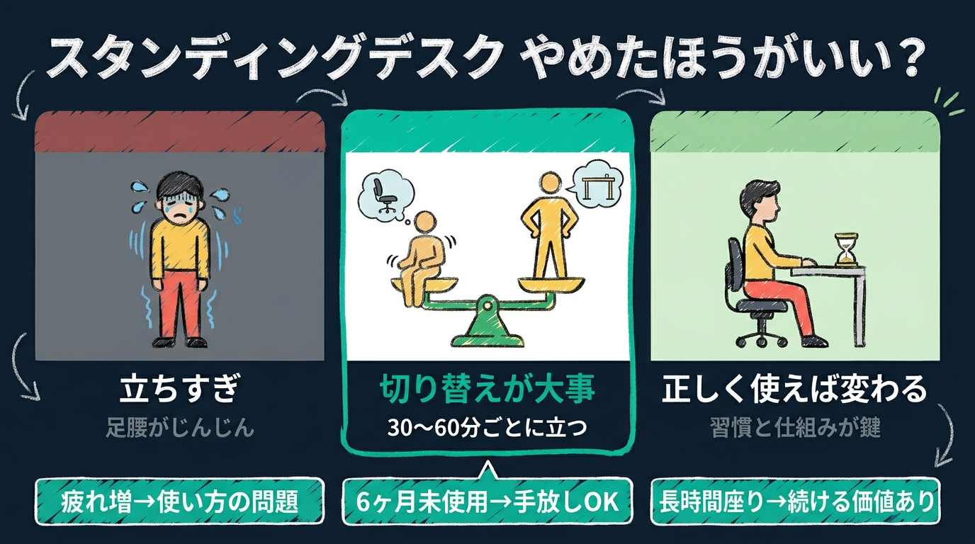 スタンディングデスク やめたほうがいい?正直な理由と判断基準