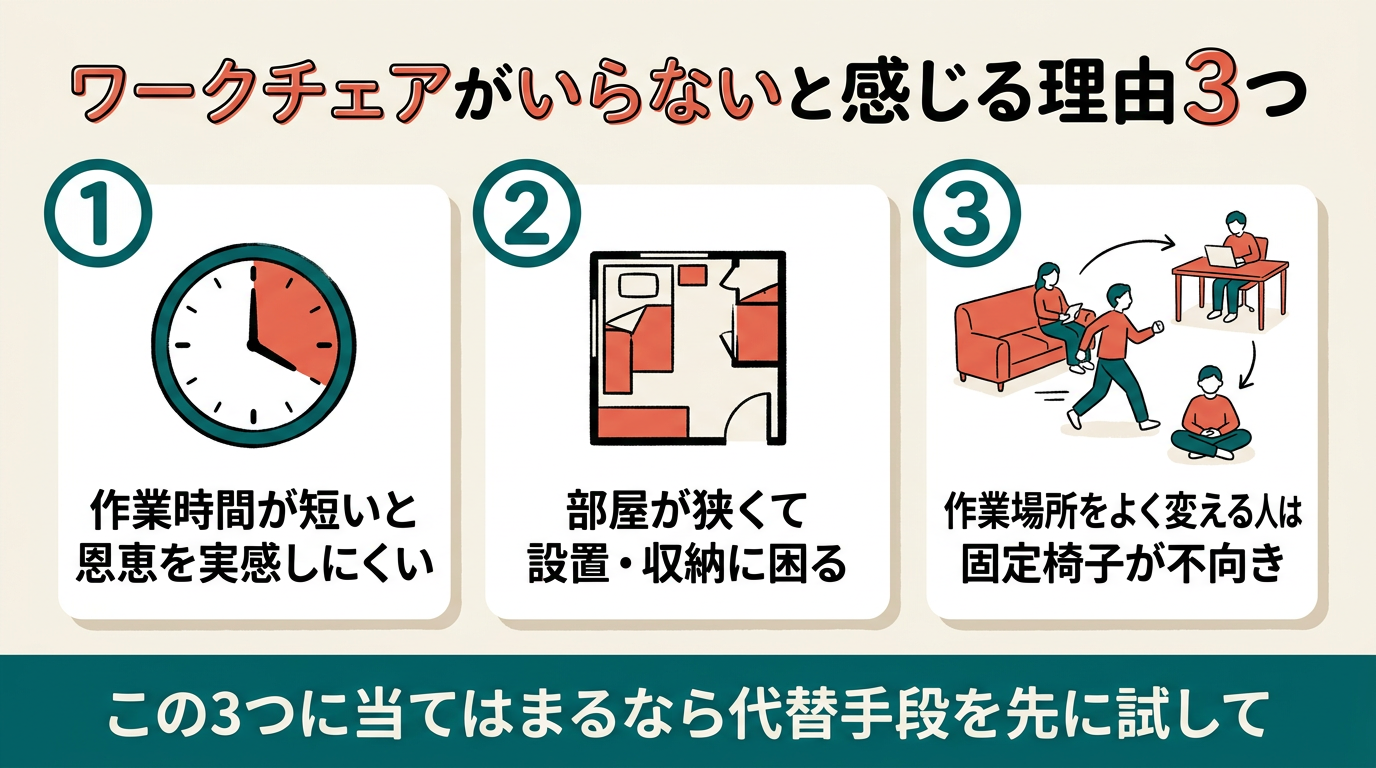 ワークチェアがいらないと感じる3つの理由